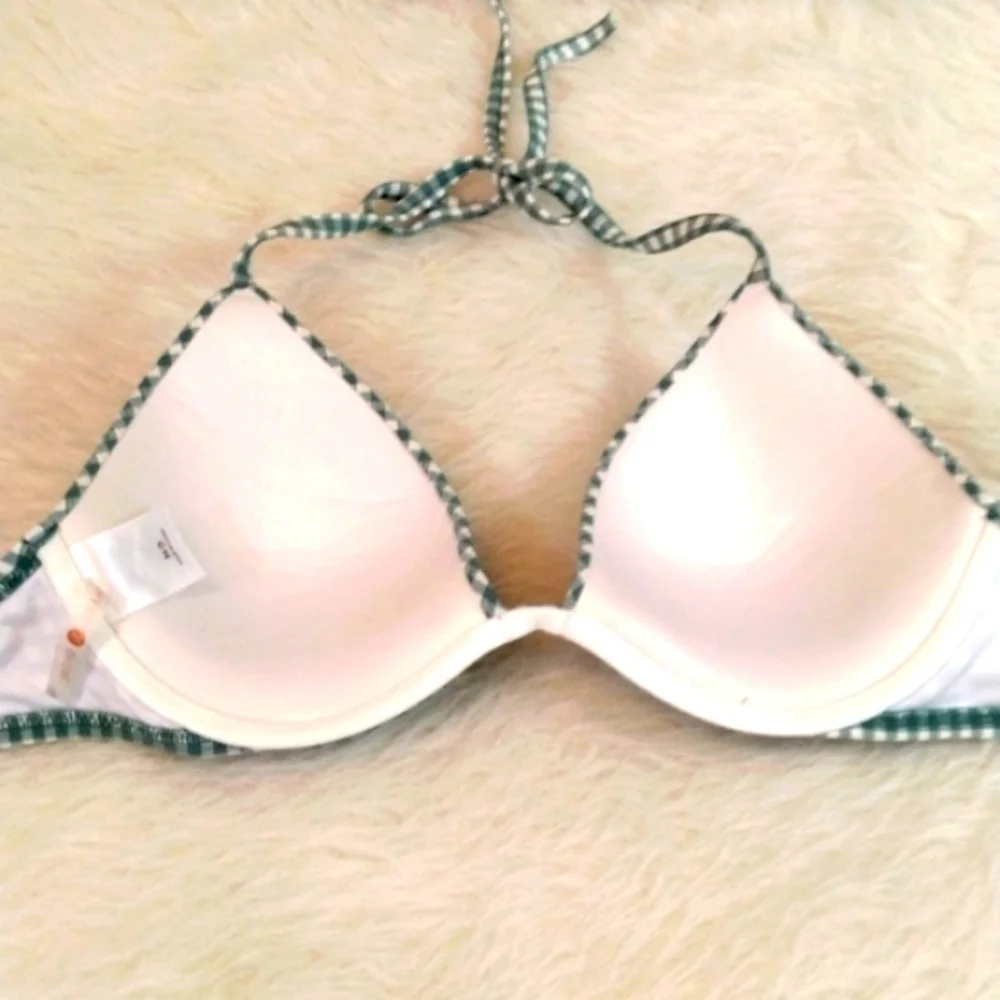 Shade & Shore Green Check Bikini Top - Picture 2 of 5